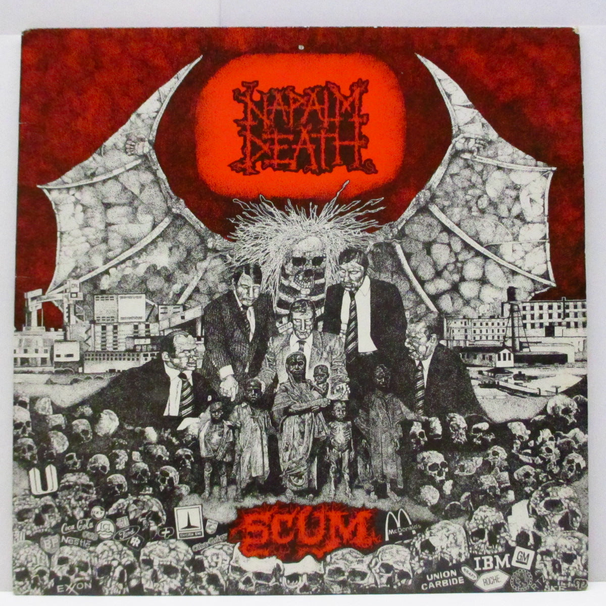 NAPALM DEATH (ナパーム・デス)  - Scum (UK '87 再発 LP/「オレンジ」ジャケ）インサート無し！
