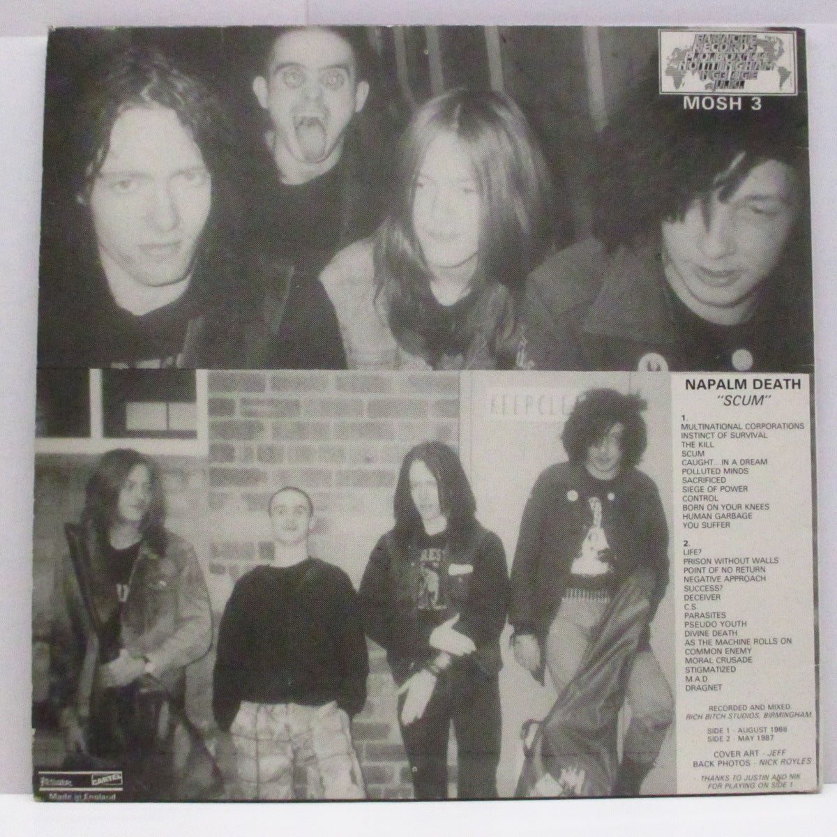 NAPALM DEATH (ナパーム・デス) - Scum (UK '87 再発 LP/「オレンジ