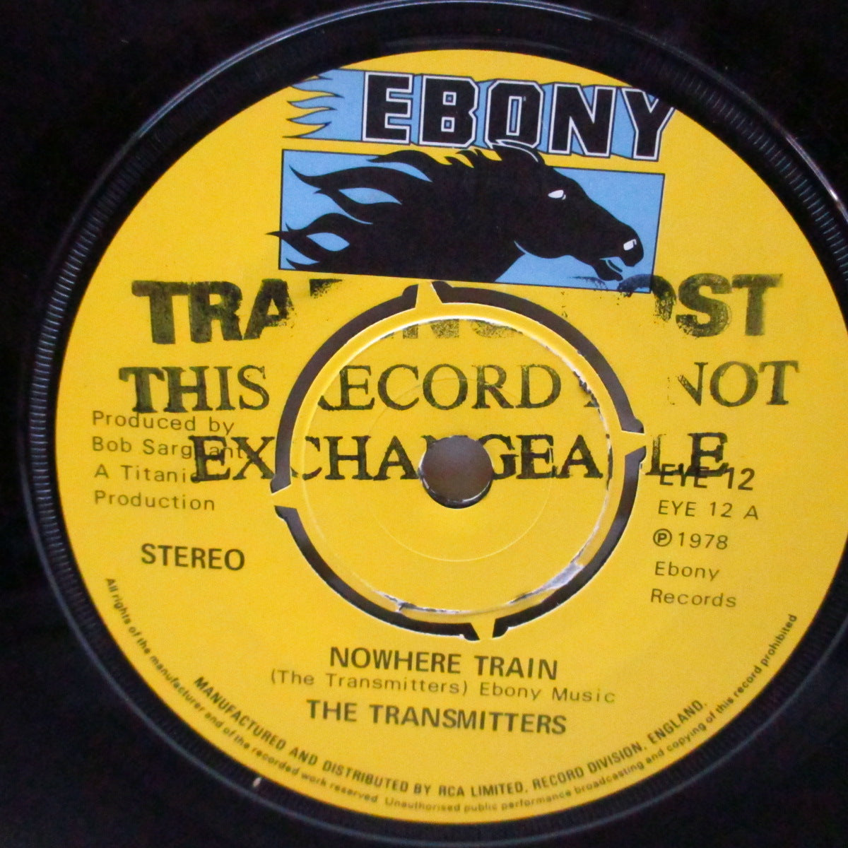 TRANSMITTERS, THE (ザ・トランスミッターズ)  - Nowhere Train (UK オリジナル 7"/マットソフト紙折り返し「ダイカット」ジャケ) 全曲アルバム未収録！
