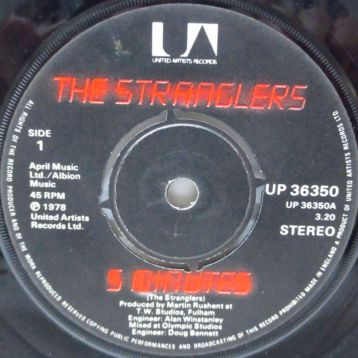 STRANGLERS, THE (ストラングラーズ )  - 5 Minutes (UK オリジナル「ラウンドセンター」7"/光沢固紙製折り返ジャケ) 両面アルバム未収録 !