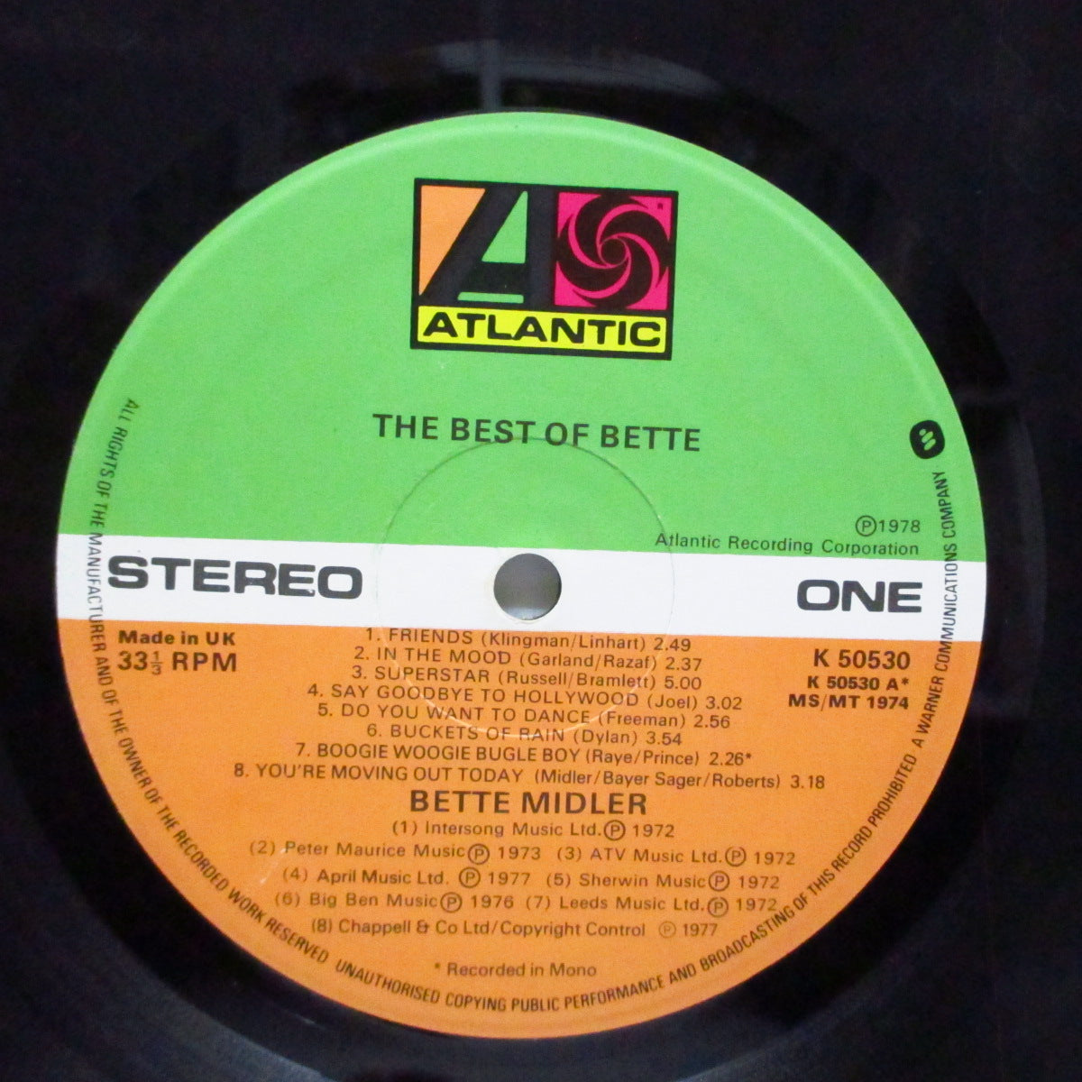 BETTE MIDLER (ベット・ミドラー) - The Best Of Bette (UK オリジナル LP)