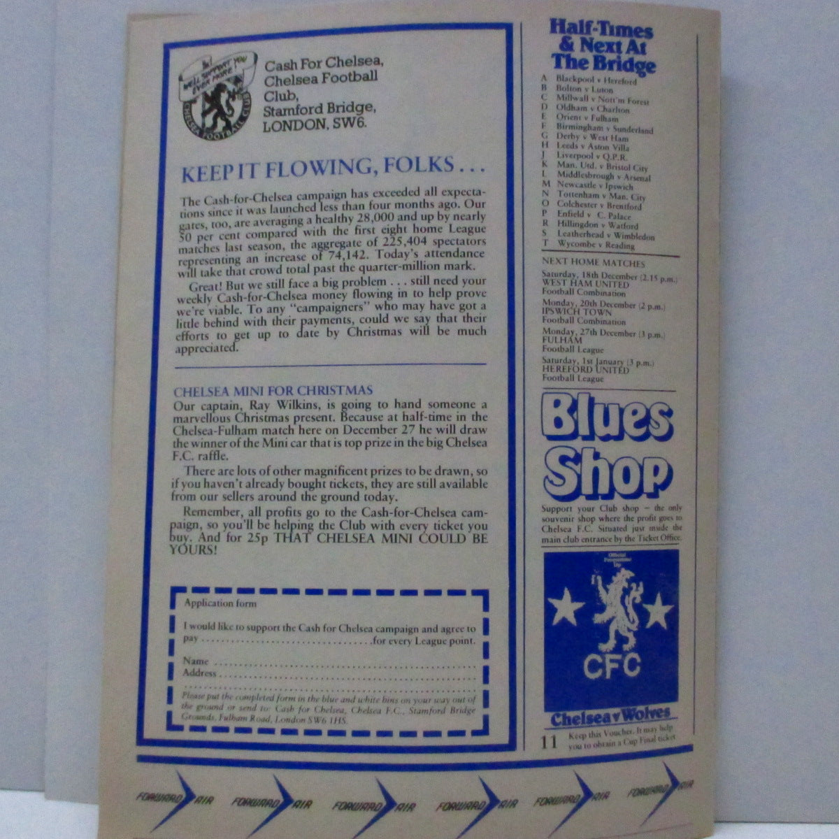 DAMNED, THE (ザ・ダムド)  - Chelsea v Wolves (UK Orig.Football Programme) 「ダムド」の広告が掲載されてる'76年のサッカープログラム !