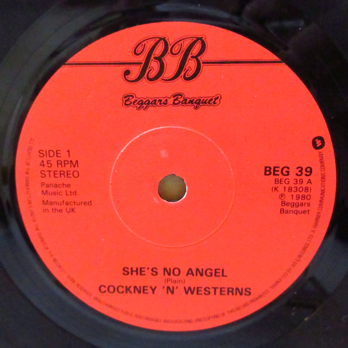 COCKNEY 'N' WESTERNS (コックニーン・ウエスタンズ)  - She's No Angel (UK '80 再発 7インチ/光沢固紙ジャケ)