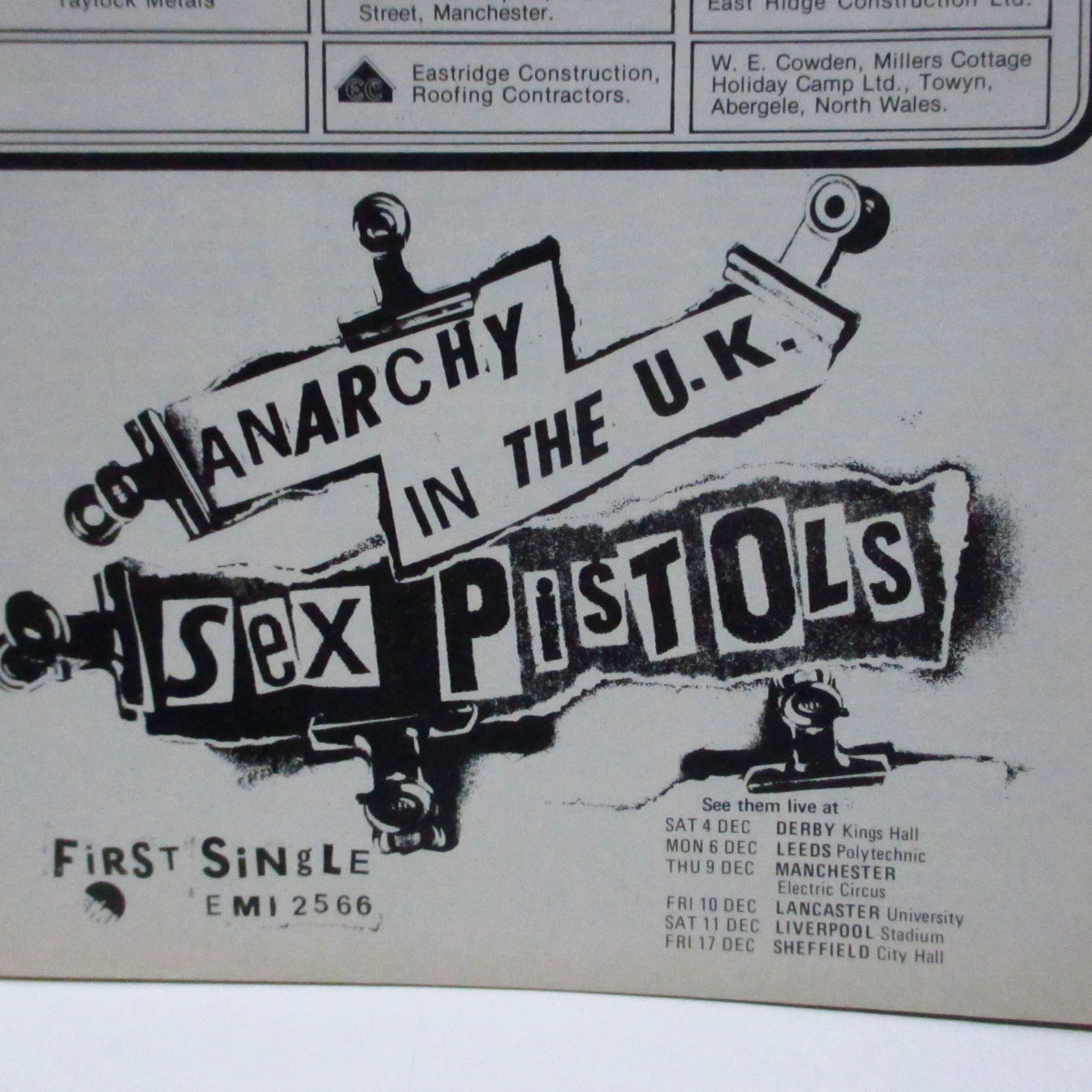 SEX PISTOLS (セックス・ピストルズ)  - Manchester City F.C. Football Programme (UK Orig.Football Programme)「セックス・ピストルズ」の広告が掲載されてる'76年のサッカープログラム !