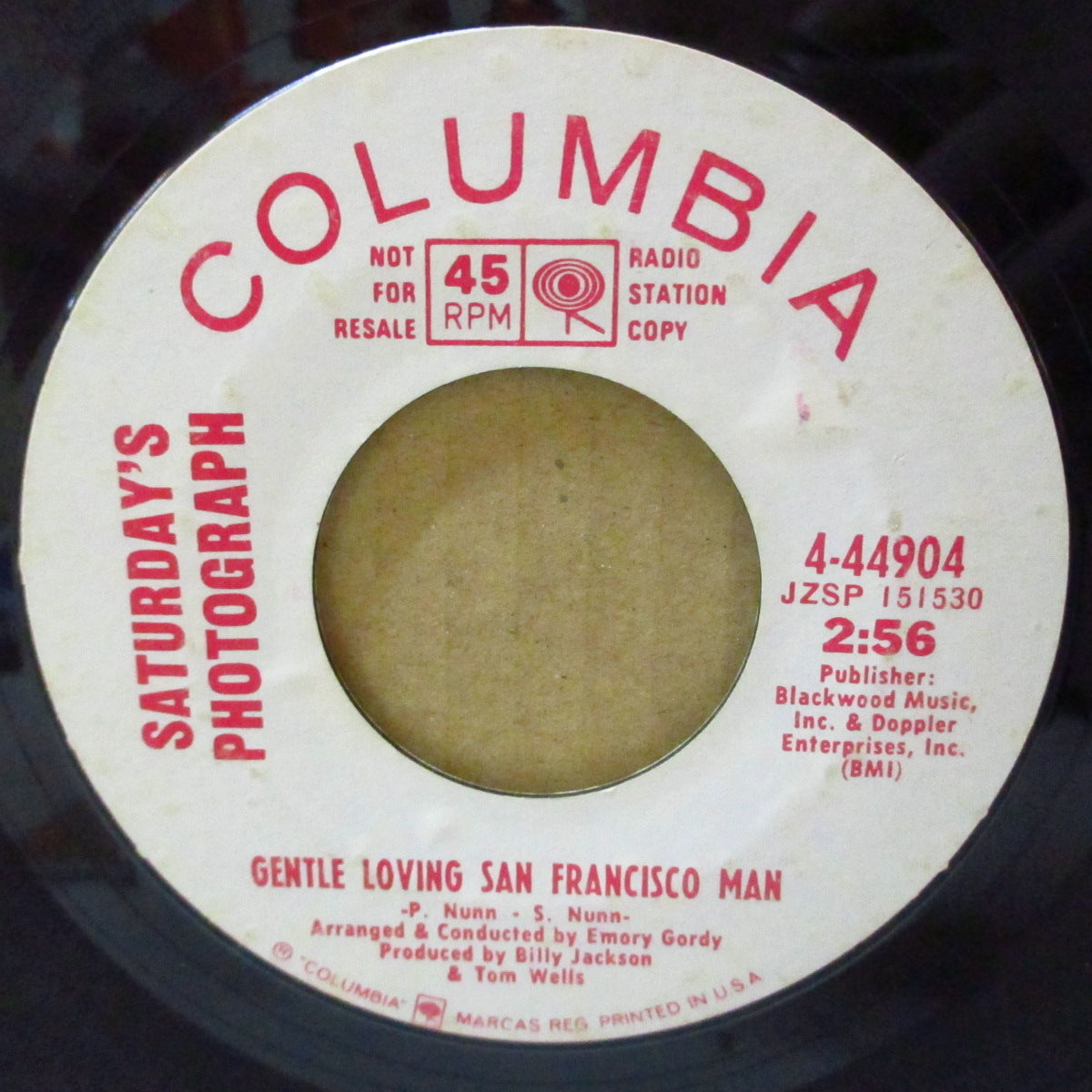 SATURDAY'S PHOTOGRAPH (サタデイズ・フォトグラフ)  - Gentle Loving San Francisco Man (US '69 プロモ・両面同曲7インチ)姉妹デュオ、ドリーミー・ソフトロック！