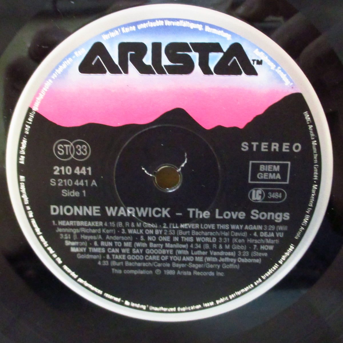 DIONNE WARWICK (DIONNE WARWICKE) (ディオンヌ・ワーウイック)  - The Love Songs (EU '89 オリジナル・ステレオ LP) '60〜'80年代恋歌編集コンピ。今作以降は未再発化。