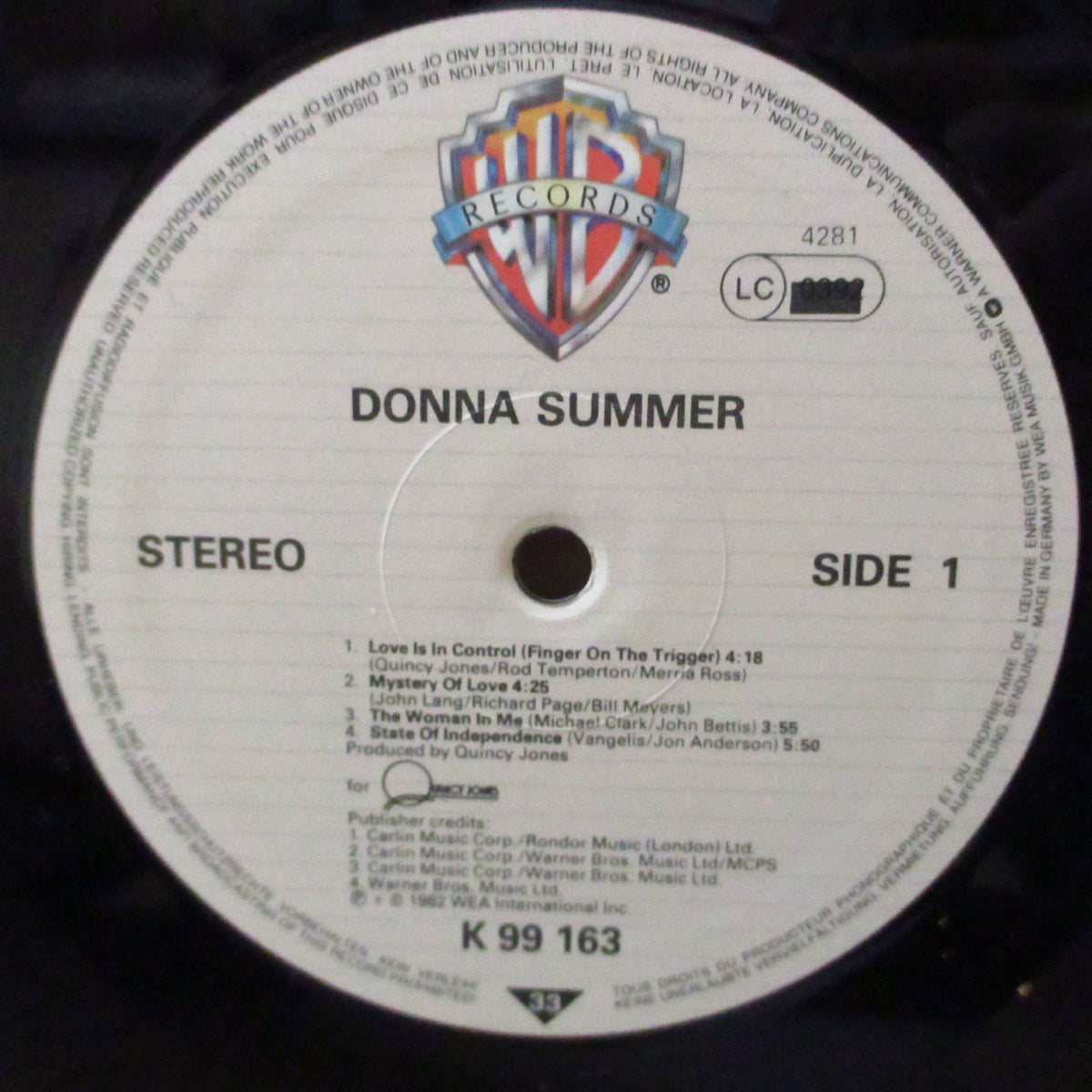 DONNA SUMMER (ドナ・サマー)  - Donna Summe (EU '82 オリジナル・ステレオLP+インナー))クインシー・ジョーンズのプロデュース！