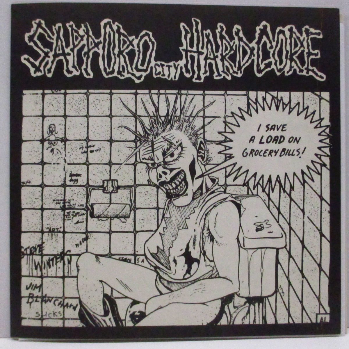 V.A. (スラング、サタニック・ヘル・スローター、F.U.P.)  - Sapporo City Hardcore (Japan '90 1,500枚限定6曲入り FLEXI/マットソフト紙三面見開きジャケ)