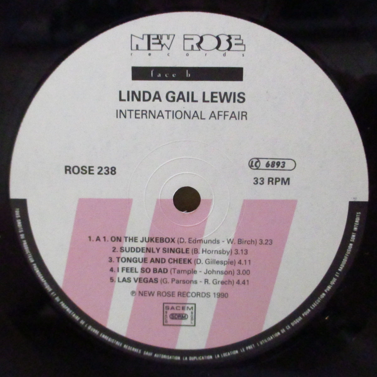 LINDA GAIL LEWIS (リンダ・ゲイル・ルイス)  - International Affair (France オリジナル LP+インサート)ジェリー・リー・ルイスの実妹、 '90年アルバム