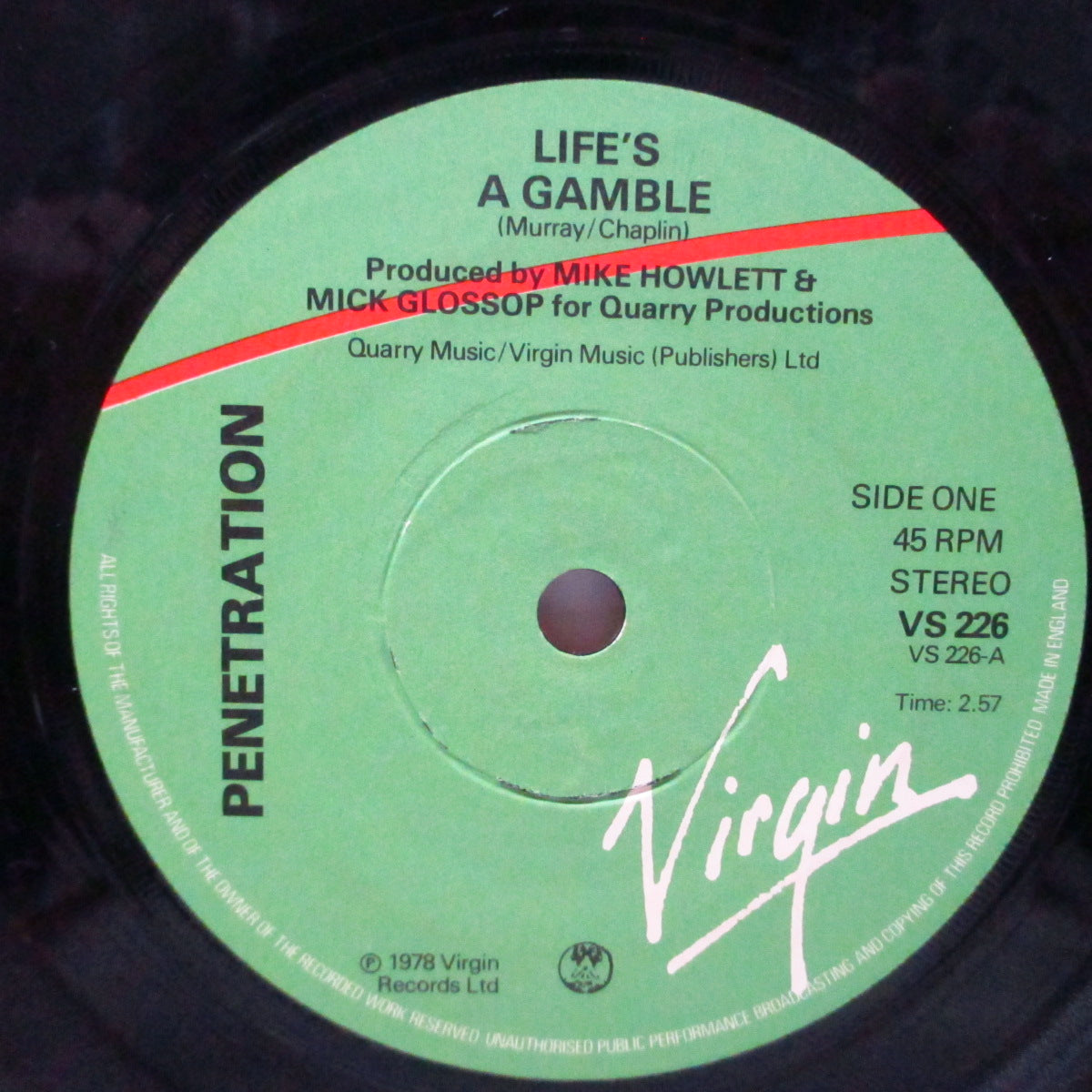 PENETRATION (ペネトレイション)  - Life's A Gamble (UK オリジナル 7"/カンパニースリーブ) '78年サード！