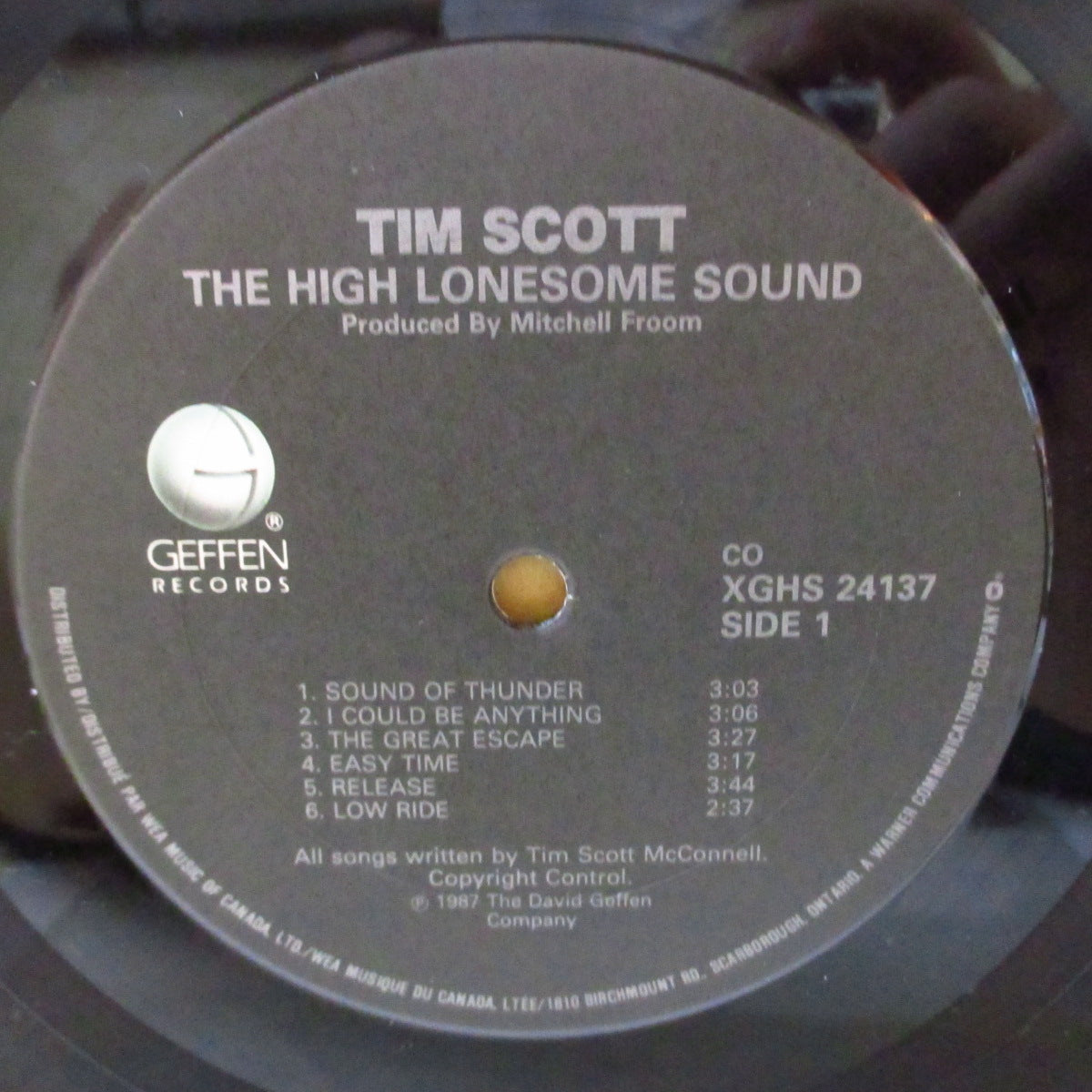 TIM SCOTT (ティム・スコット)  - The High Lonesome Sound (Canada オリジナル LP+インナー/レアステッカー付き光沢ジャケ) 元ロカッツ、ソロ'87年2ndアルバム