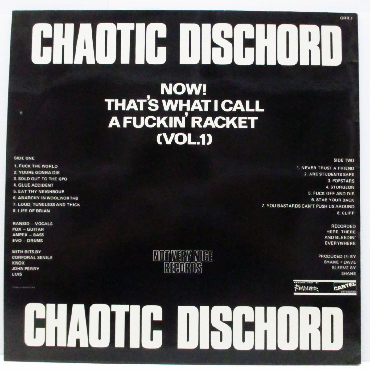 CHAOTIC DISCHORD (カオティック・ディスコード)  - Now -That's What I Call A Fuckin' Racket Vol.1 (UK オリジナル LP/両面コーティングジャケ) 初期ベスト！