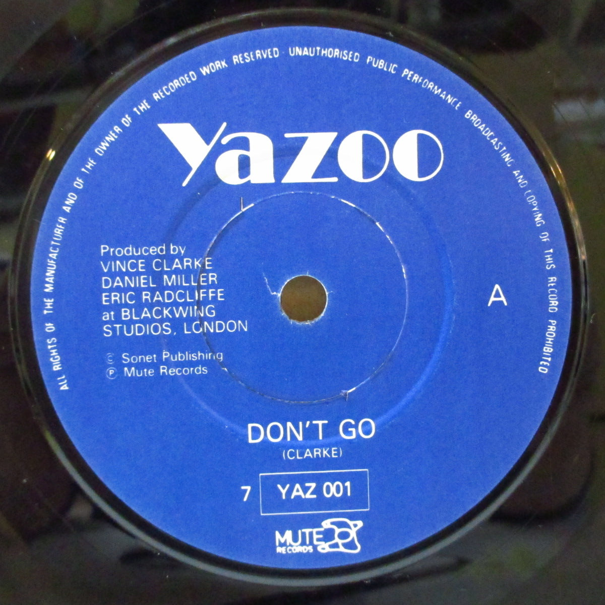 YAZOO (ヤズー)  - Don't Go (UK オリジナル 7インチ+光沢固紙ジャケ)