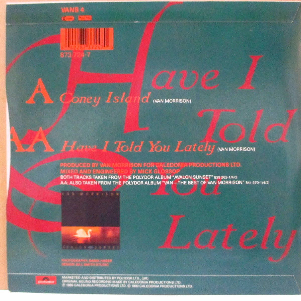 VAN MORRISON (ヴァン・モリソン)  - Coney Island (UK '90 オリジナル 7インチ+光沢固紙ジャケ)