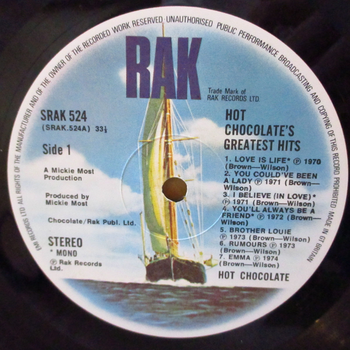 HOT CHOCOLATE (ホット・チョコレート)  - XIV Greatest Hits (UK '76 オリジナル・ステレオ、モノラル LP/両面コーティング・ジャケ)ベスト全14曲