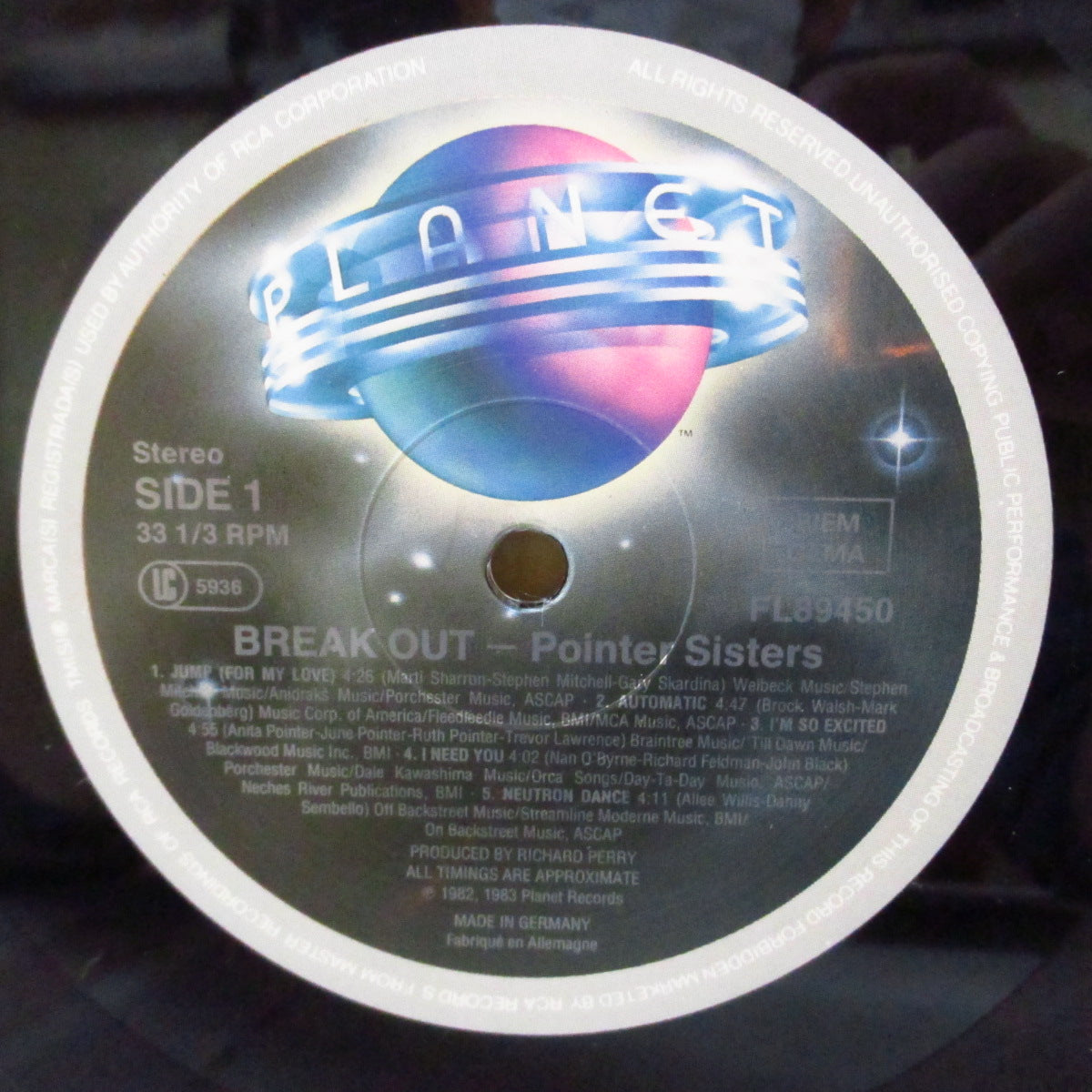 POINTER SISTERS (ポインター・シスターズ)  - Break Out (UK-EU '84 再発品番「FL89450」ステレオ LP+インナー)'83年名作アルバム！