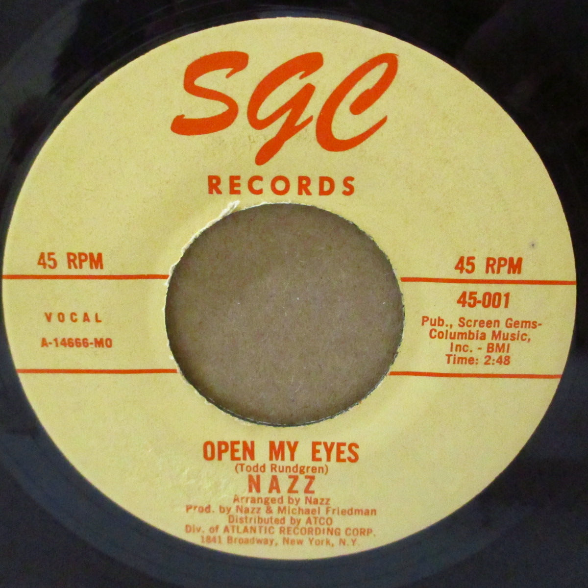 NAZZ (ナッズ)  - Open My Eyes / Hello It's Me (US '68 オリジナル「赤ライン入りクリーム・ラべ ver」7インチ )トッド・ラングレン両面大名曲！