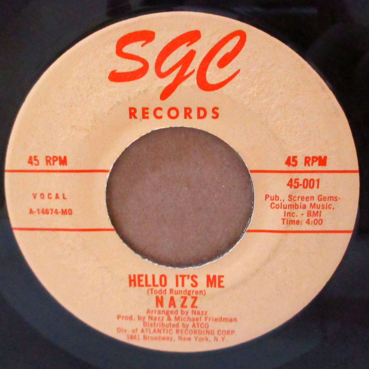 NAZZ (ナッズ)  - Open My Eyes / Hello It's Me (US '68 オリジナル「赤ライン入りクリーム・ラべ ver」7インチ )トッド・ラングレン両面大名曲！