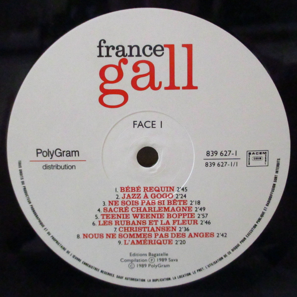 FRANCE GALL (フランス・ギャル)  - France Gall (フランス '89 オリジナル LP) '60年代黄金期ベスト18曲！