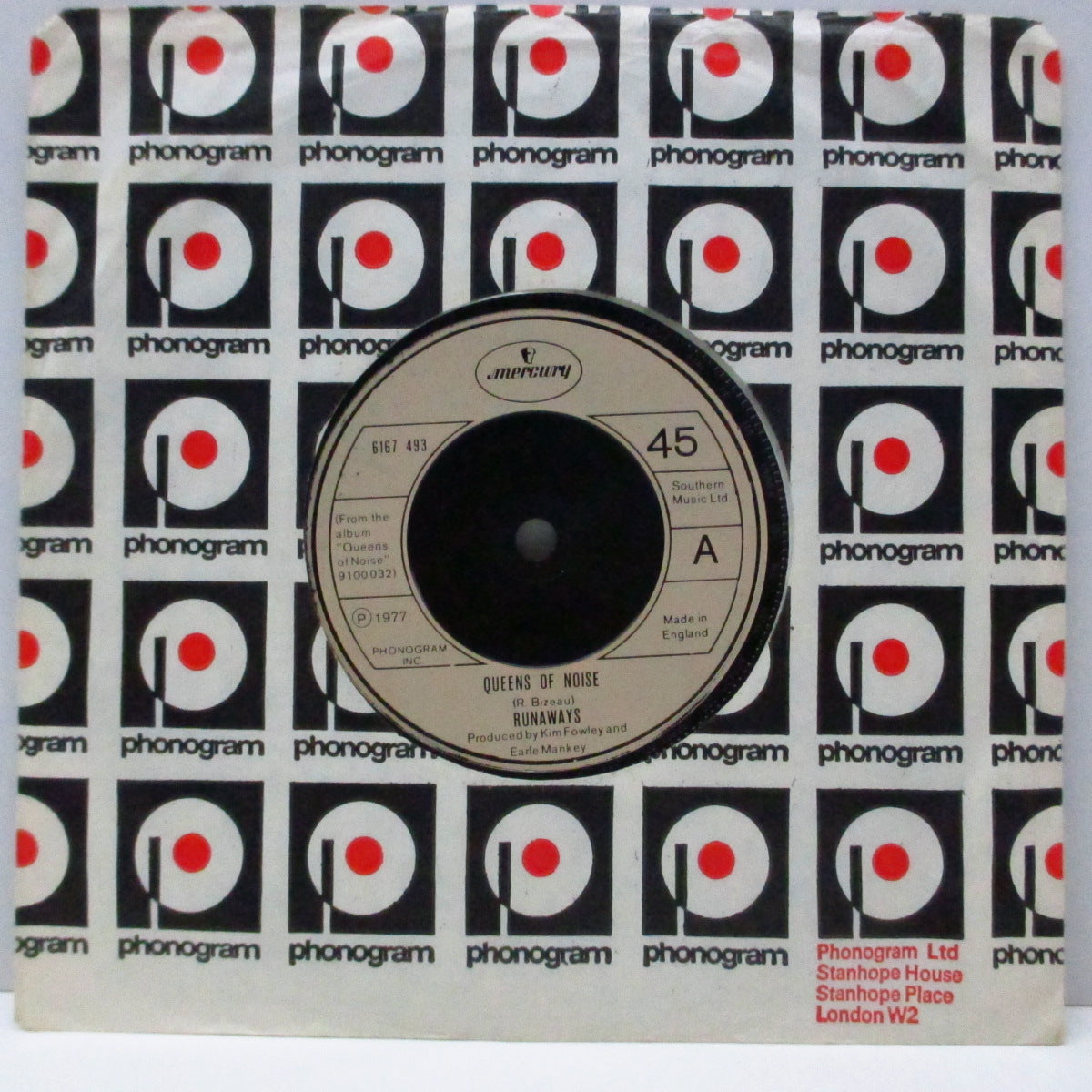 RUNAWAYS, THE (ザ・ランナウェイズ)  - Queens Of Noise (UK オリジナル 7"/カンパニースリーブ)