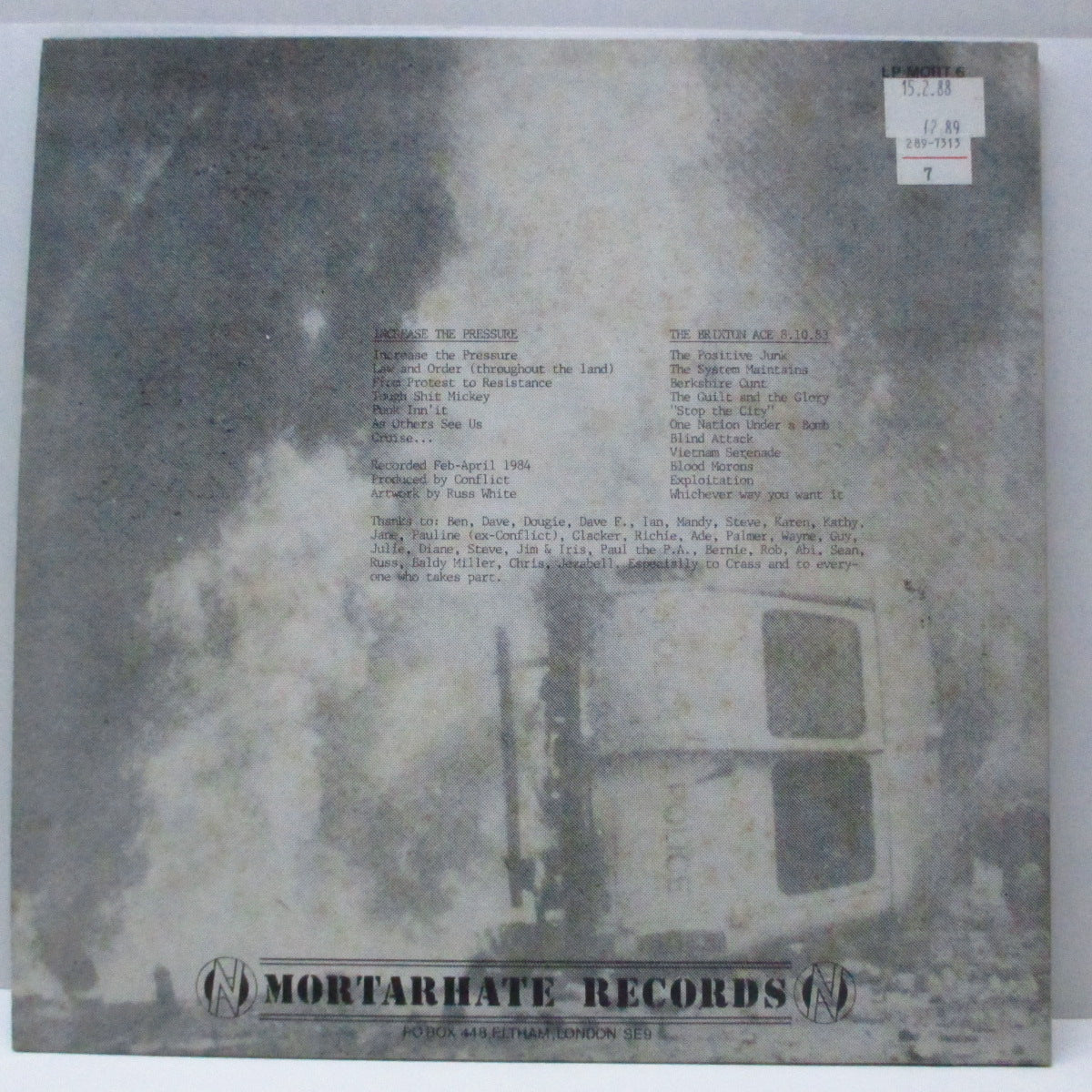 CONFLICT (コンフリクト)  - Increase The Pressure (UK 80's 再発 LP+インナー/「No More than £5」見開ジャケ）'84年セカンド！