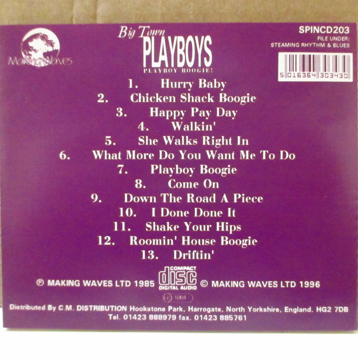 BIG TOWN PLAYBOYS (ビッグ・タウン・プレイボーイズ)  - Playboy Boogie! (UK '96 再発 CD) '85年1stアルバム