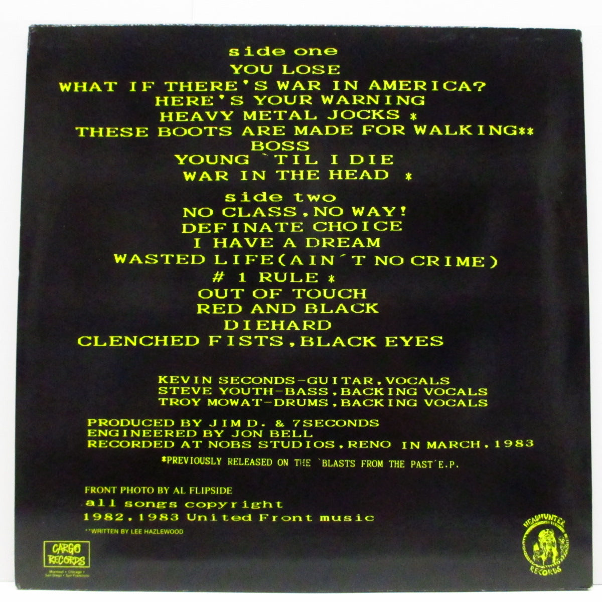 7 SECONDS (セブン・セカンズ)  - Old School (US '91 初回オリジナル「黒盤」LP ) '83年「United We Stand」セッション！