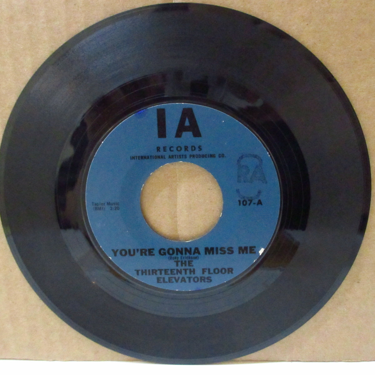 13TH FLOOR ELEVATORS (13thフロア・エレヴェーターズ)  - You're Gonna Miss Me / Tried To Hide (US 60's 正規再発「濃い青緑ラベ」7インチ) '66年デビュー大名曲！