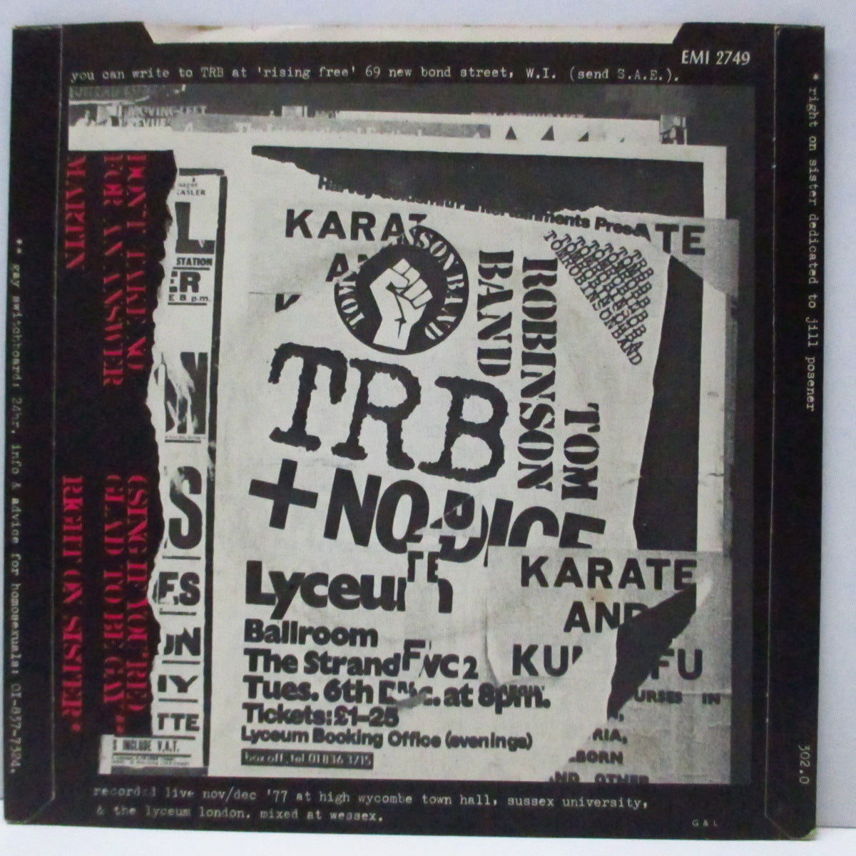 TOM ROBINSON BAND (トム・ロビンソン・バンド)  - Rising Free... (UK オリジナル 4曲入り7"EP/光沢固紙折り返ジャケ) ライシアムでのライブ！