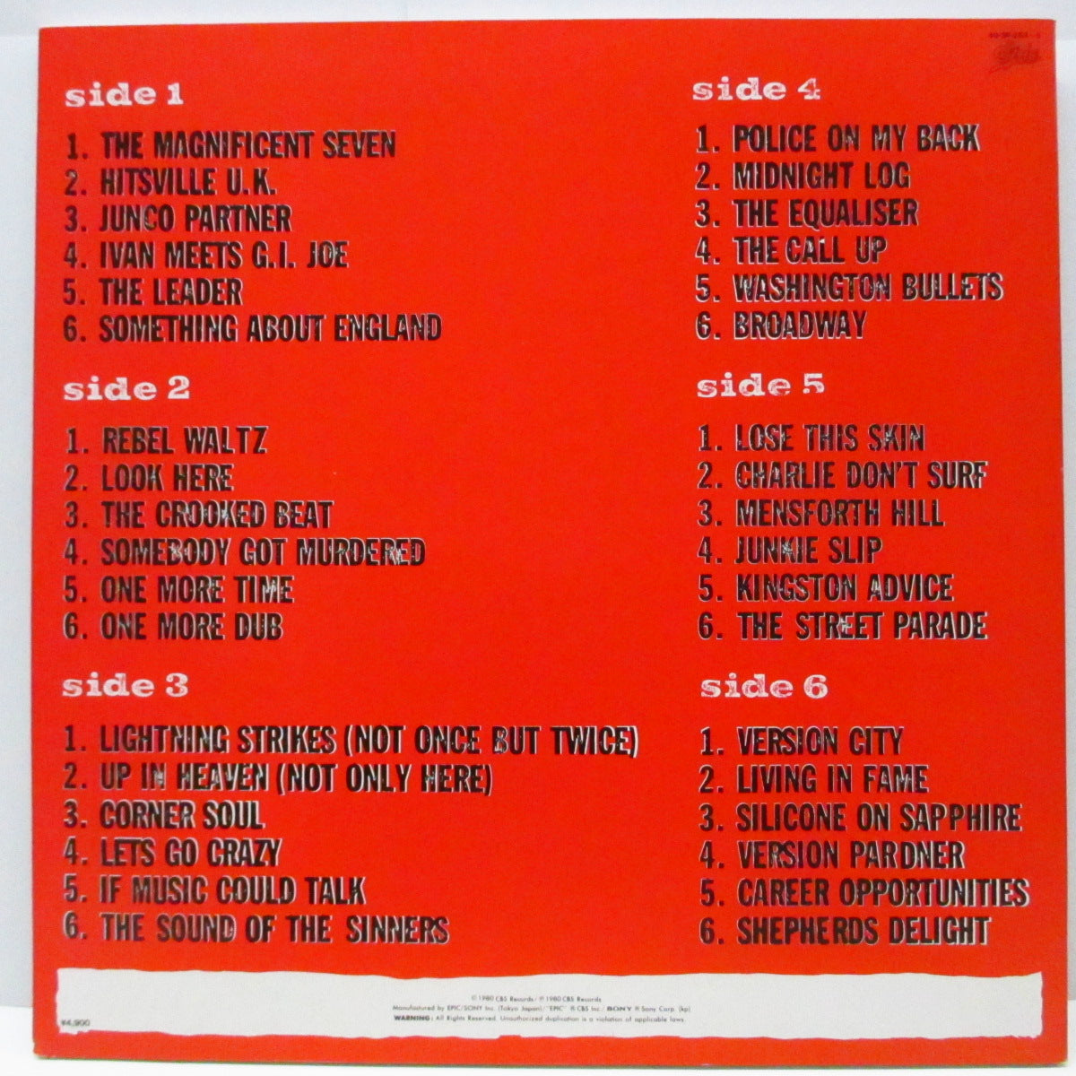 CLASH, THE (クラッシュ)  - Sandinista! (Japan オリジナル 3xLP+ブックレット/帯欠)