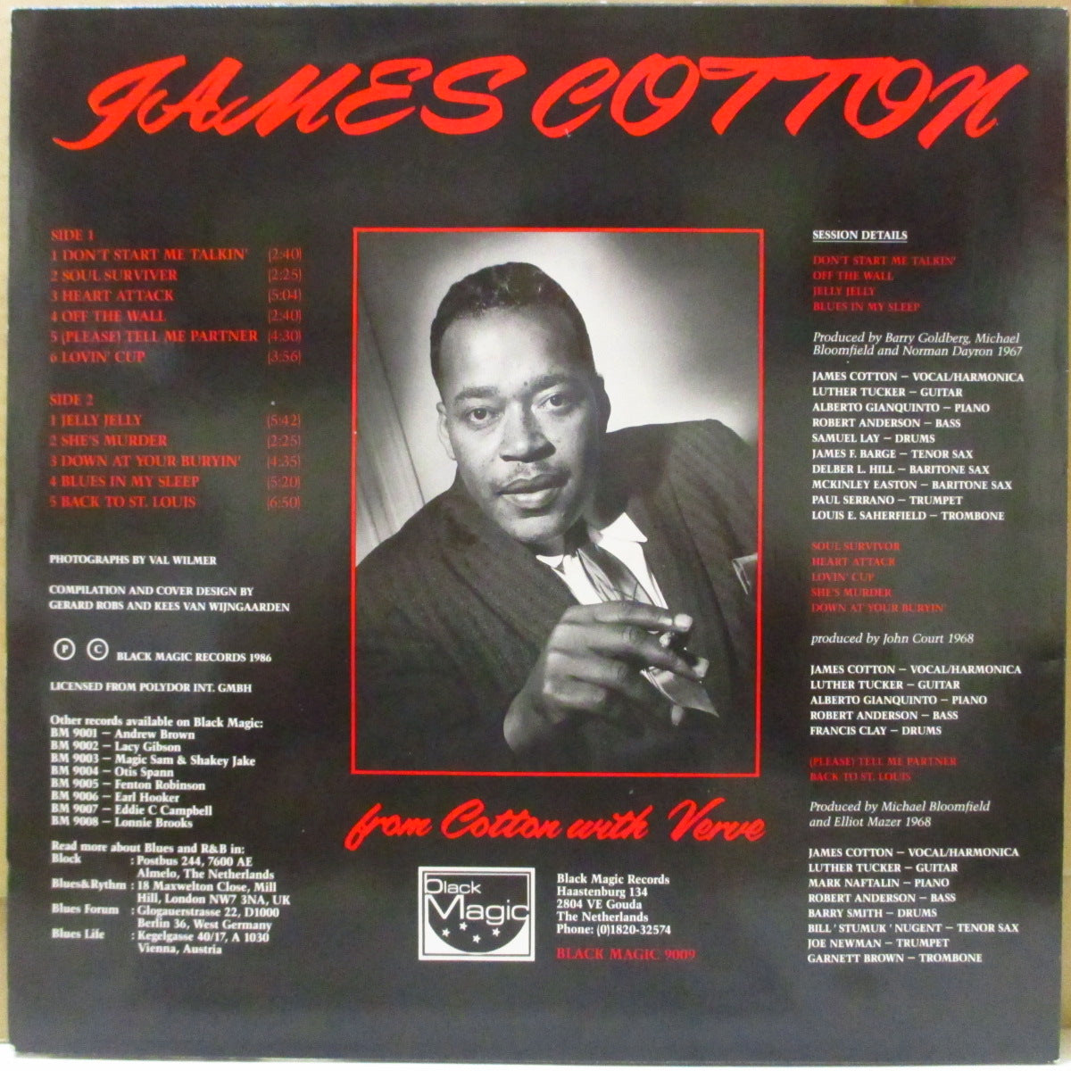 JAMES COTTON (ジェイムズ・コットン)  - From Cotton With Verve (オランダ '86 オリジナル LP) シカゴ・ブルース界巨匠ハーピスト)'67〜'68年３枚のアルバムから選曲の初期ベストコンピ！