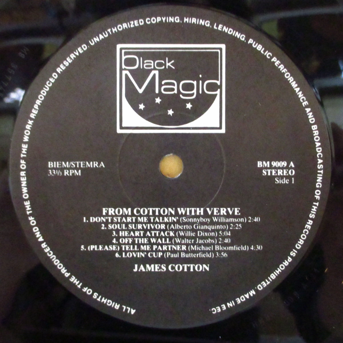 JAMES COTTON (ジェイムズ・コットン)  - From Cotton With Verve (オランダ '86 オリジナル LP) シカゴ・ブルース界巨匠ハーピスト)'67〜'68年３枚のアルバムから選曲の初期ベストコンピ！