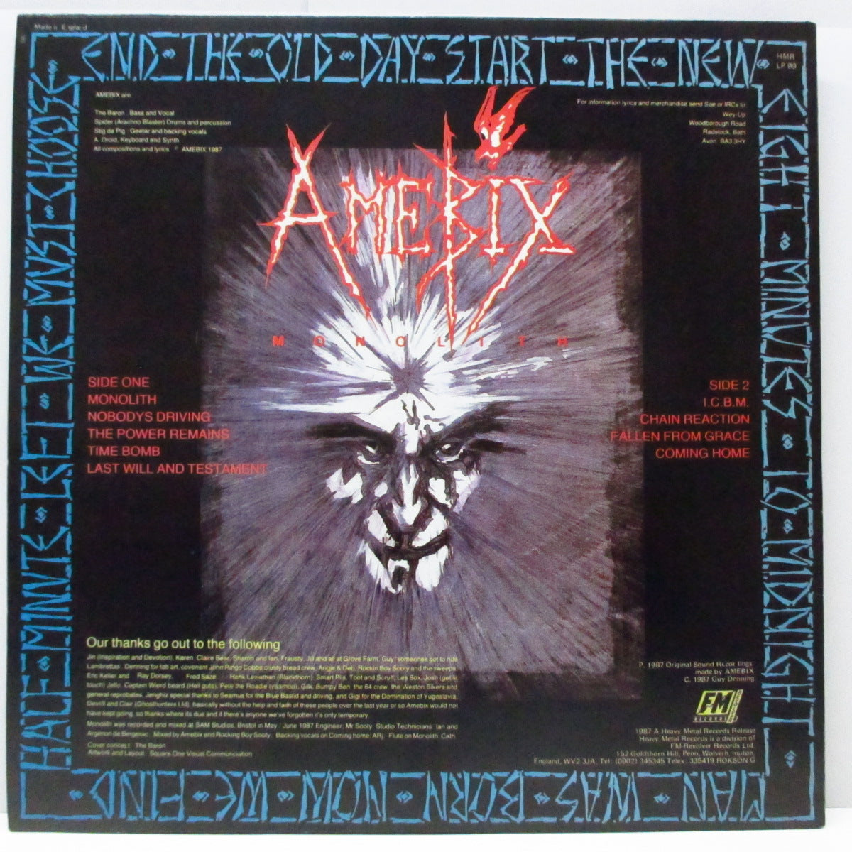 AMEBIX (アメビックス)  - Monolith (Canada '99 限定リプロ再発 LP) '87年セカンド！