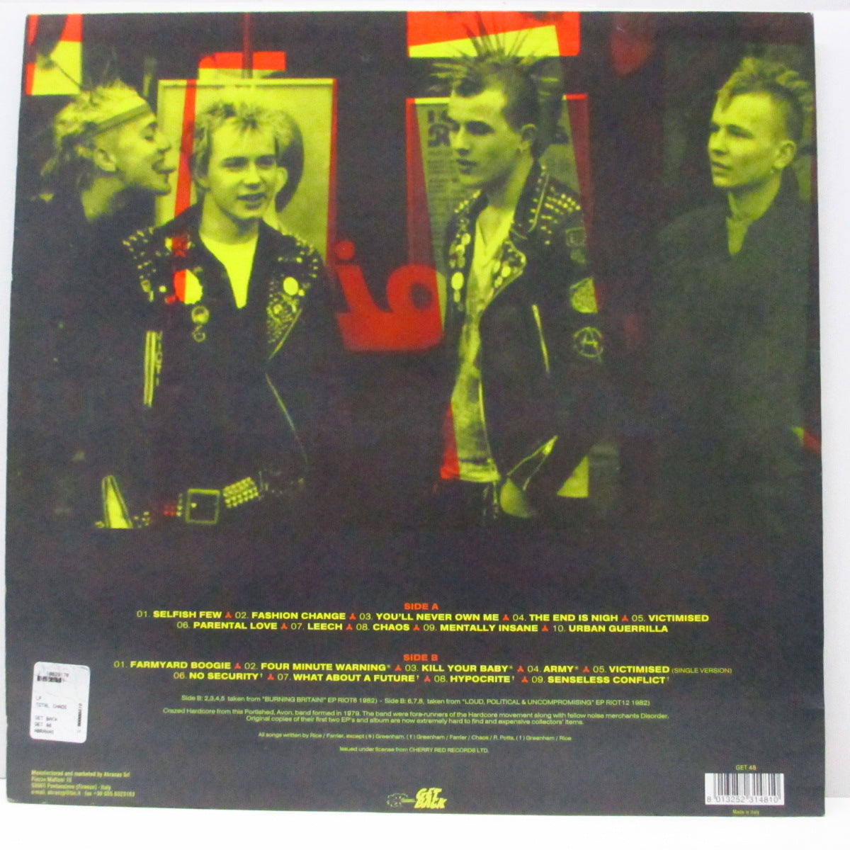CHAOS U.K. (カオス U.K.)  - Total Chaos : The Singles (Italy '99 再発 LP/GET 48) 初期コンピ！