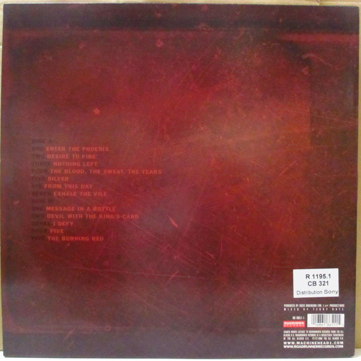 MACHINE HEAD (マシーン・ヘッド)  - The Burning Red (US-EU 共通オリジナル LP+インナー) '99年３rdアルバム