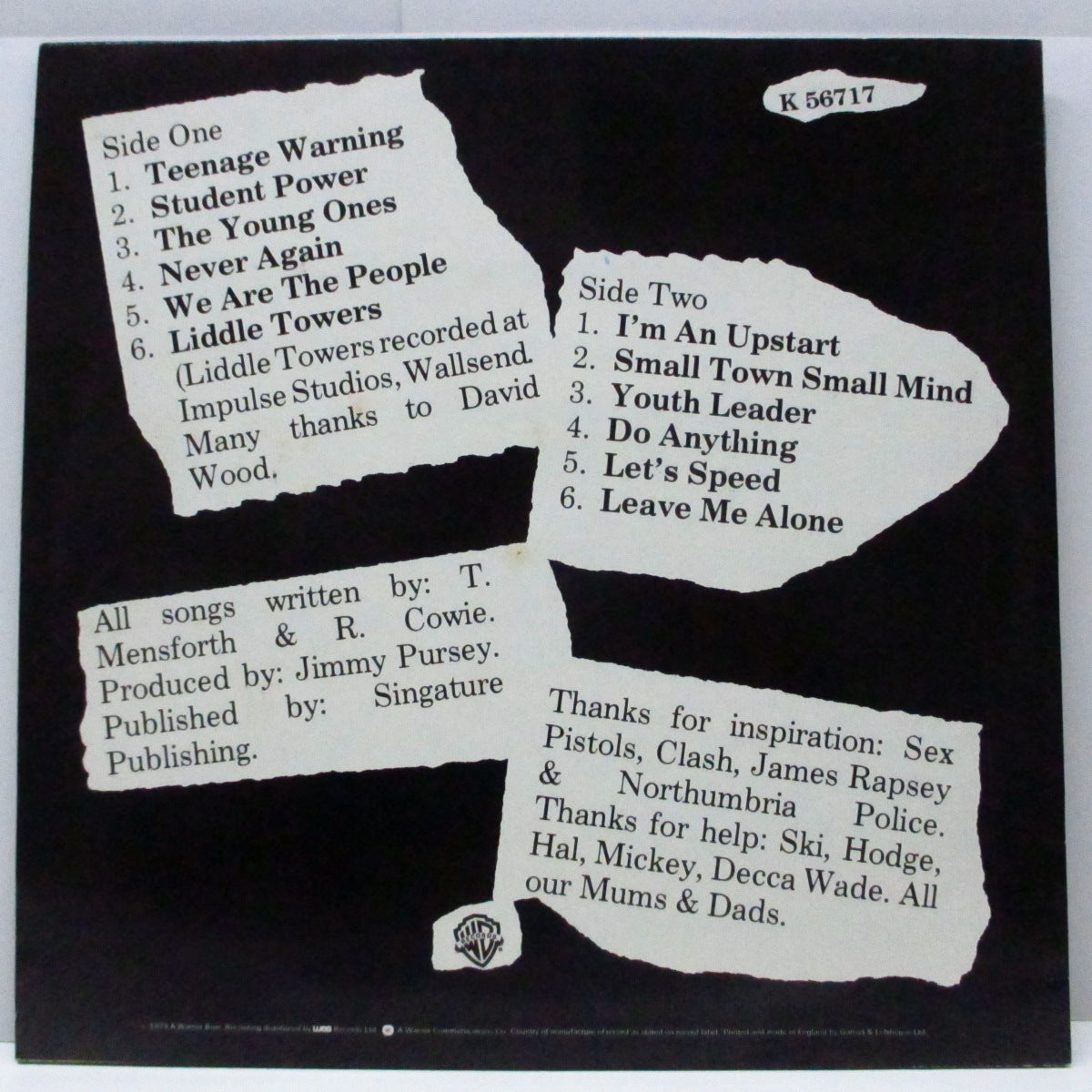 ANGELIC UPSTARTS (エンジェリック・アップスターツ)  - Teenage Warning (EU 80's 再発 LP) '79年ファースト！