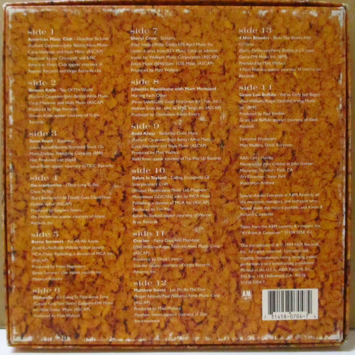 V.A. ('90s US・オルタナ/インディロック・カーペンターズ・トリビュートコンピ)  - If I Were A Carpenter (US '94 限定 7x7インチ+光沢ソフト紙ジャケ・ボックスセット)