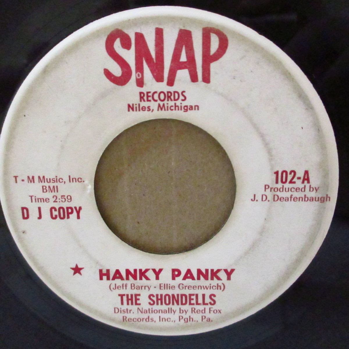 TOMMY JAMES & THE SHONDELLS (トミー・ジェイムス & ザ・ションデルズ)  - Hanky Panky / Thunderbolt (US '66 Snap社再発時のプロモ 7インチ)ポップ・ガレージ・カバー＆ロッキン・サーフ・ギター・インスト