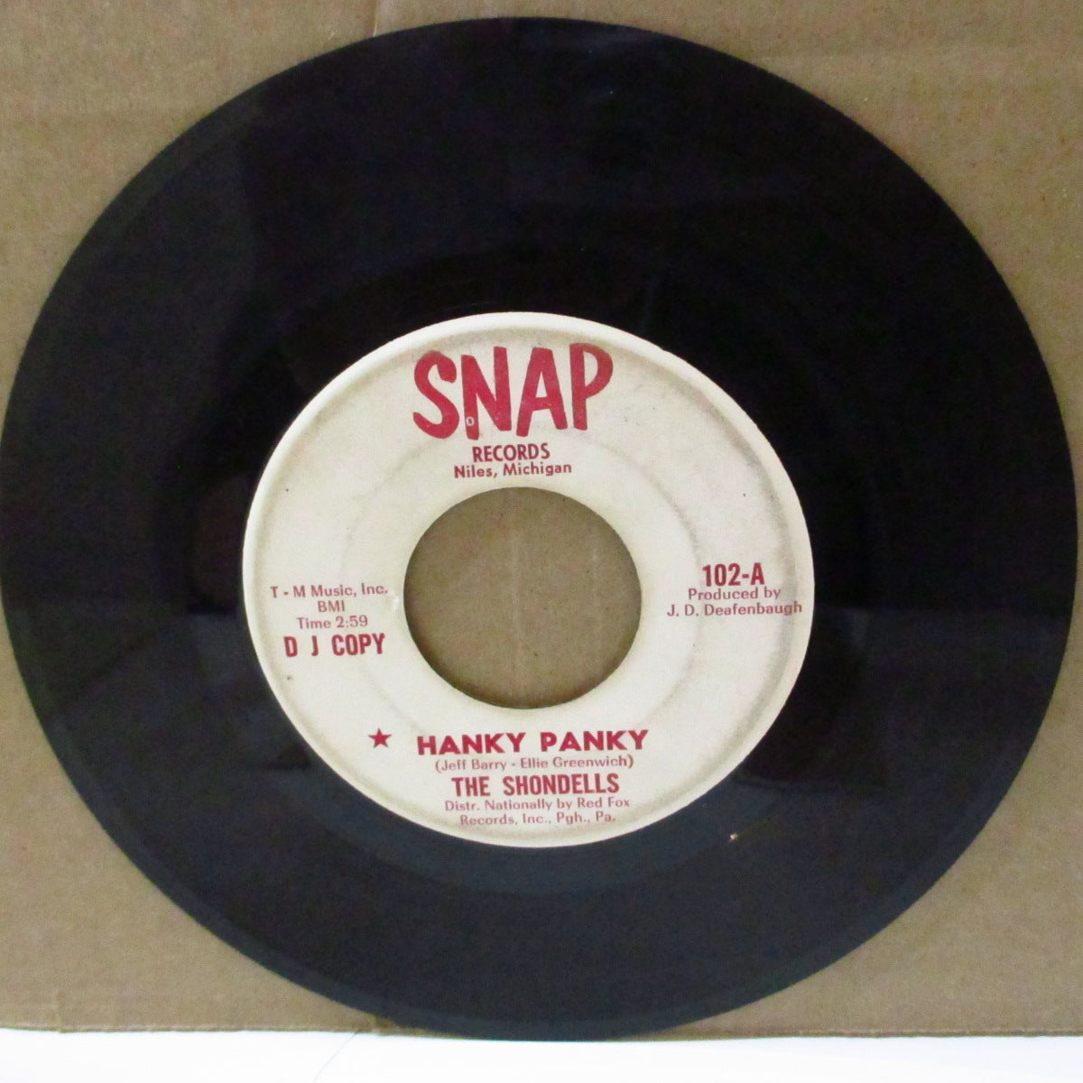 TOMMY JAMES & THE SHONDELLS (トミー・ジェイムス & ザ・ションデルズ)  - Hanky Panky / Thunderbolt (US '66 Snap社再発時のプロモ 7インチ)ポップ・ガレージ・カバー＆ロッキン・サーフ・ギター・インスト
