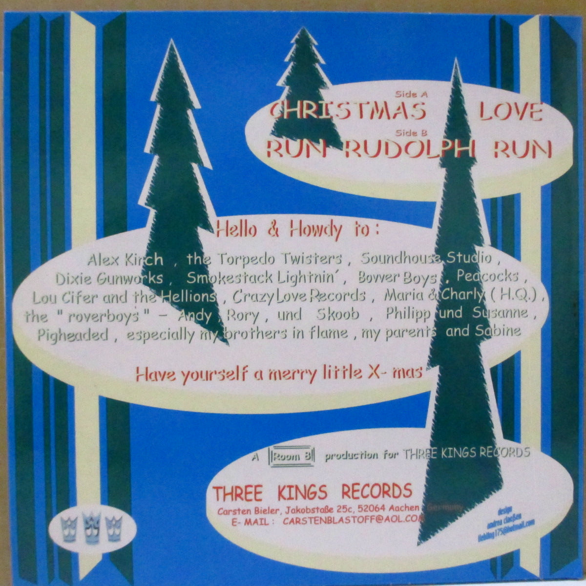 TOM GREED & THE SNOWFLAKES (トム・グリード・アンド・ザ・スノーフレークス)  - Christmas Love (German '01 オリジナル 7インチ+インサート/光沢固紙ジャケ)