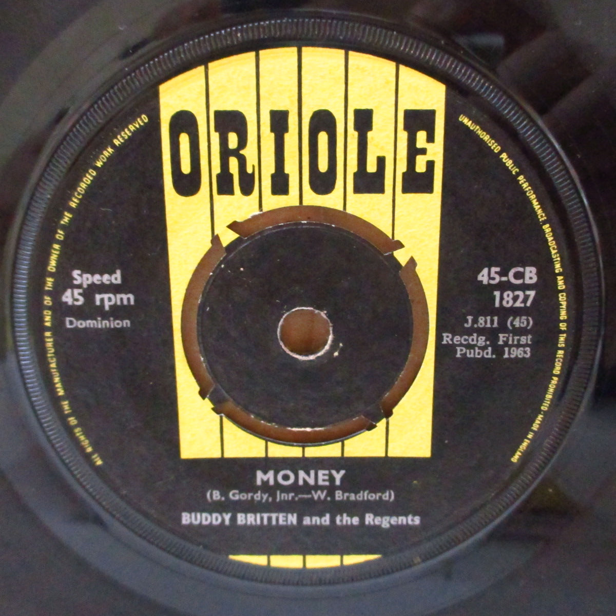 BUDDY BRITTEN & THE REGENTS (バディ・ブリトン&ザ・リージェンツ)  - Money (UK '63 オリジナル7インチ+カンパニースリーブ)R&B名曲のUKロッキンビート・カヴァ！