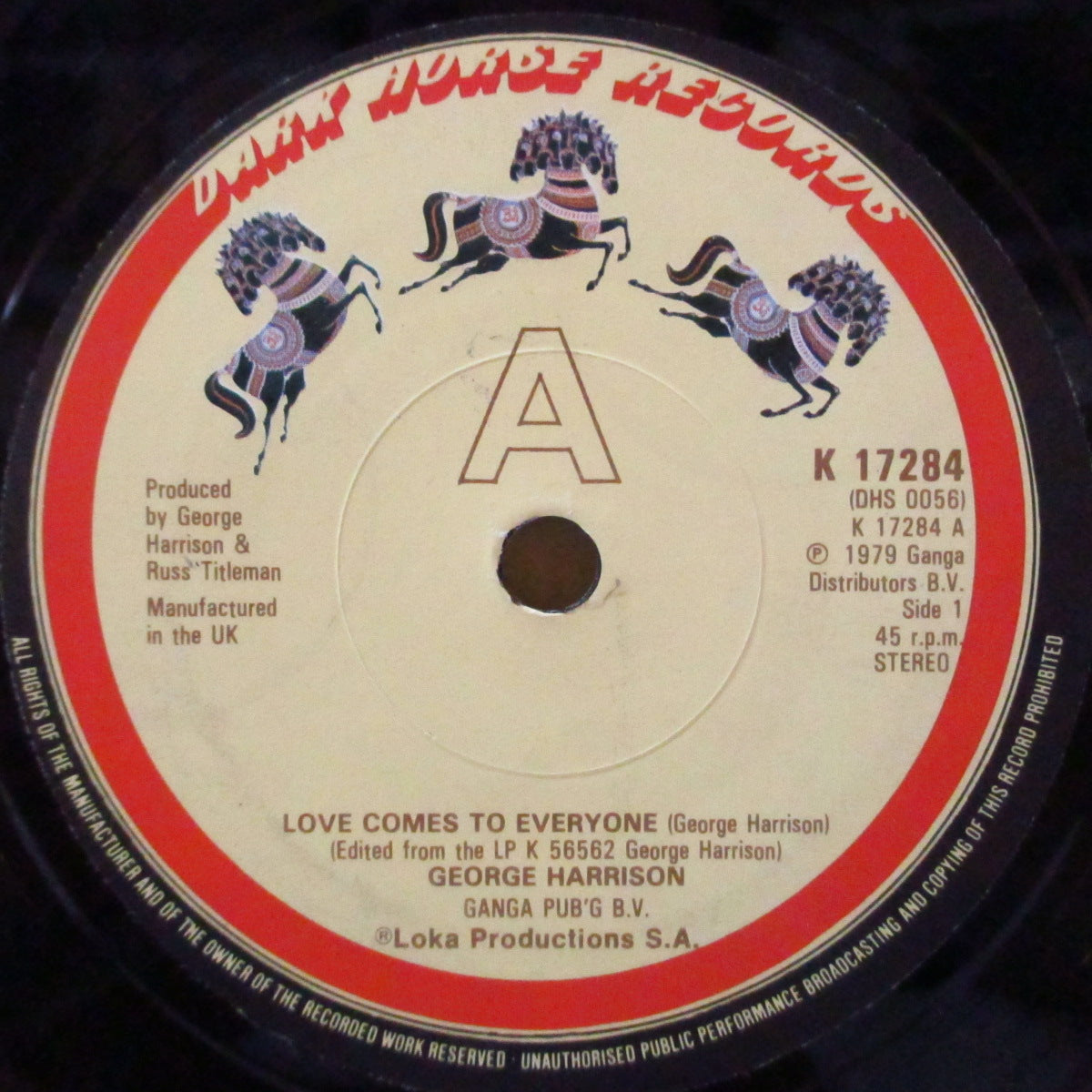 GEORGE HARRISON (ジョージ・ハリスン)  - Love Comes To Everyone (UK '79 オリジナル 7インチ+wea社カンパニースリーブ)