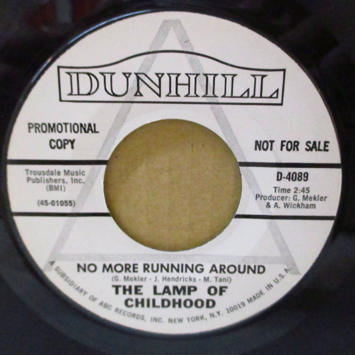 LAMP OF CHILDHOOD, THE (ザ・ランプ・オブ・チャイルドフッド)  - No More Running Around (US '67 プロモ白ラベ  7インチ) サンシャイン・ポップ〜ソフト・サイケの隠れ名曲。美品！
