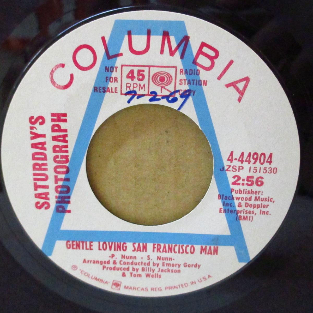 SATURDAY'S PHOTOGRAPH (サタデイズ・フォトグラフ)  - Gentle Loving San Francisco Man (US '69 プロモ「青A入り白ラベ」7インチ)姉妹デュオ、ドリーミー・ソフトロック！