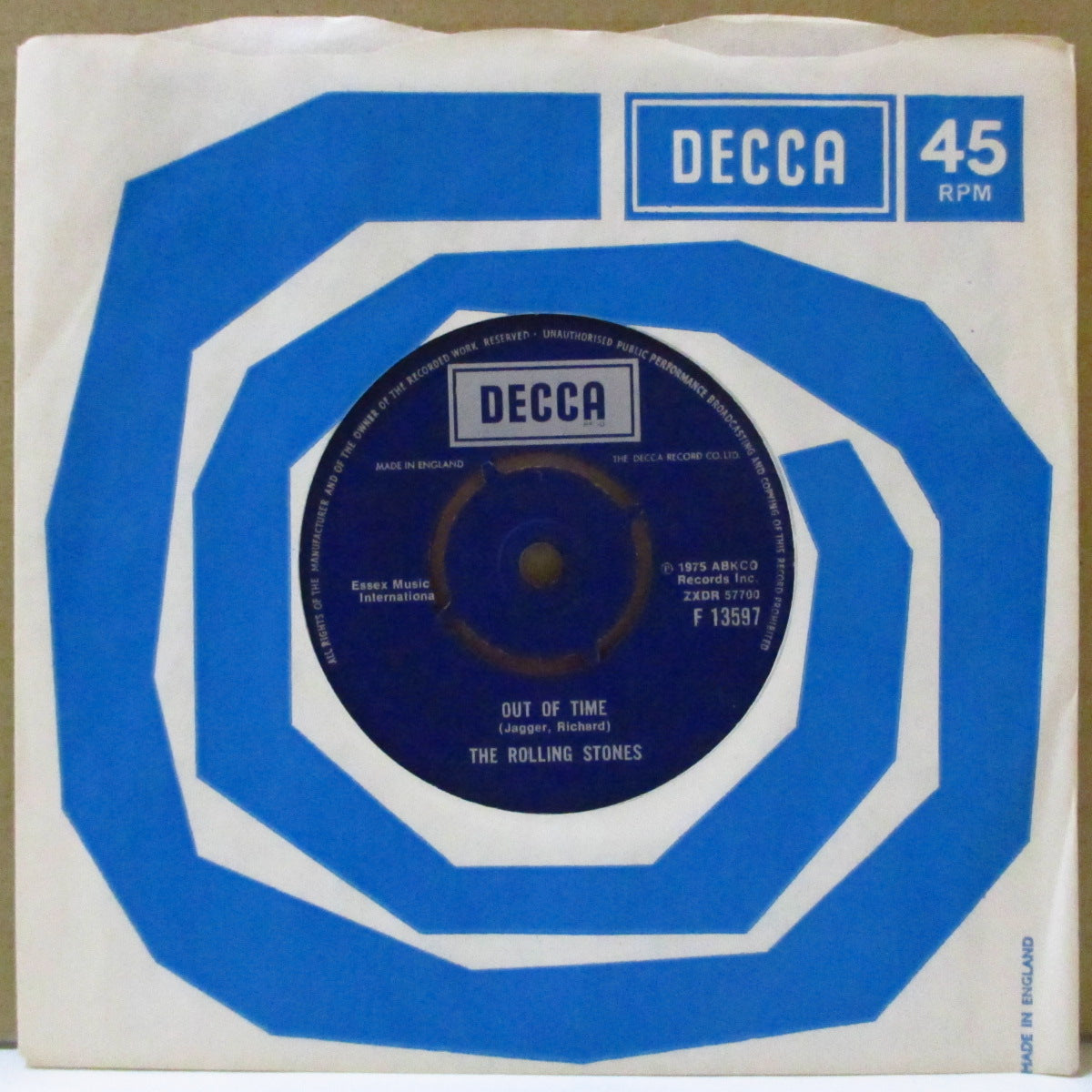 ROLLING STONES (ローリング・ストーンズ)  - Out Of Time (UK '75 再発「ラウンドセンター」 7インチ+カンパニースリーブ)名曲カップリング再発