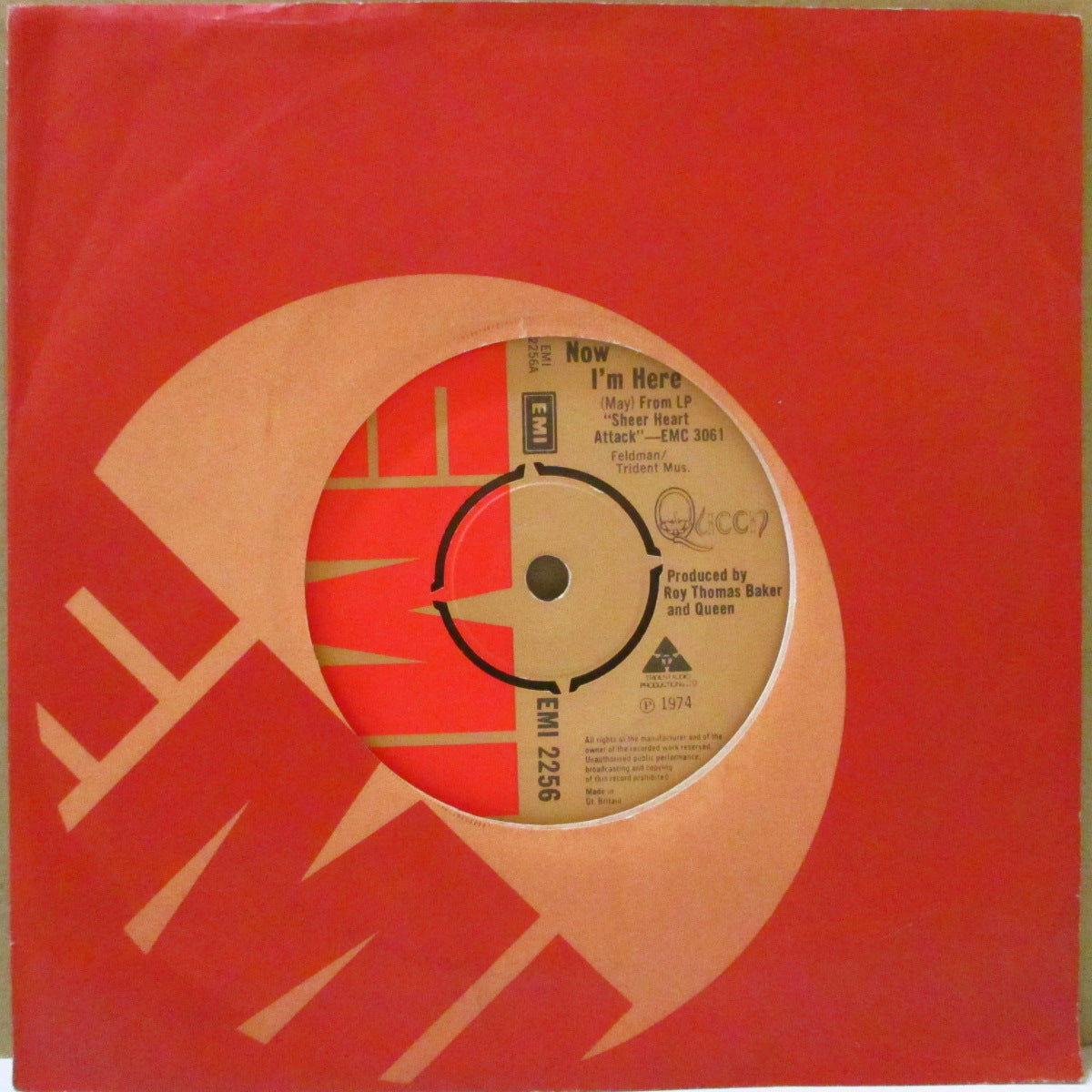 QUEEN (クイーン)  - Now I'm Here (UK '75 オリジナル「ラウンドセンター」 7インチ+EMI社カンパニースリーブ)
