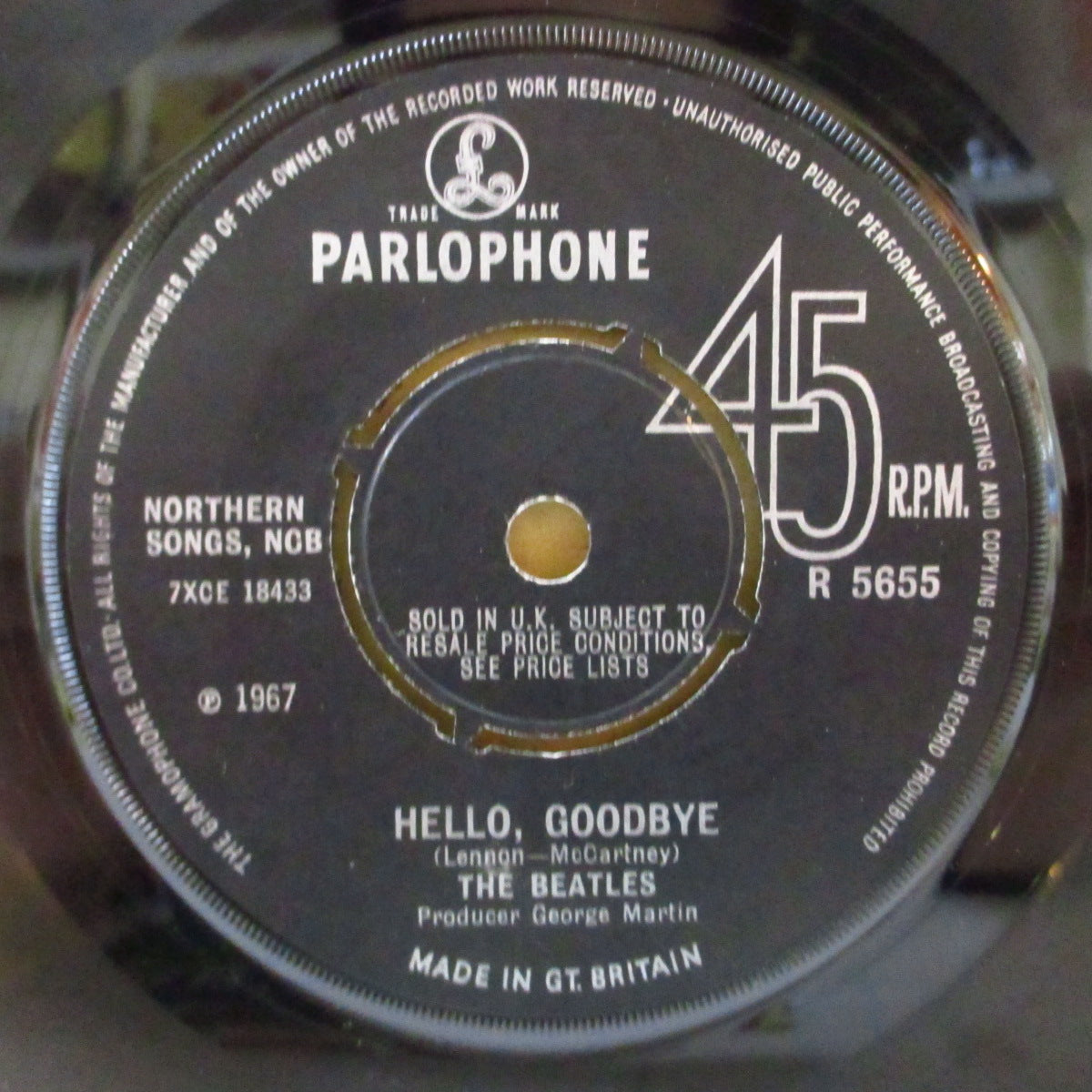 BEATLES (ビートルズ)  - Hello Goodbye (UK '67 オリジナル「作者名間ハイフン表記・ラウンドセンター」+上部波形カットカンパニースリーブ)