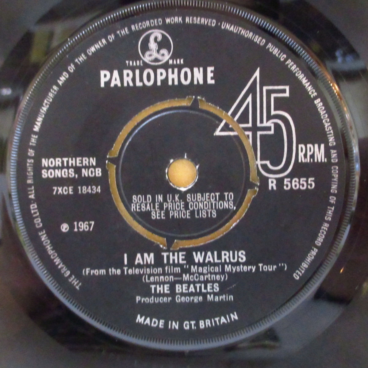 BEATLES (ビートルズ)  - Hello Goodbye (UK '67 オリジナル「作者名間ハイフン表記・ラウンドセンター」+上部波形カットカンパニースリーブ)