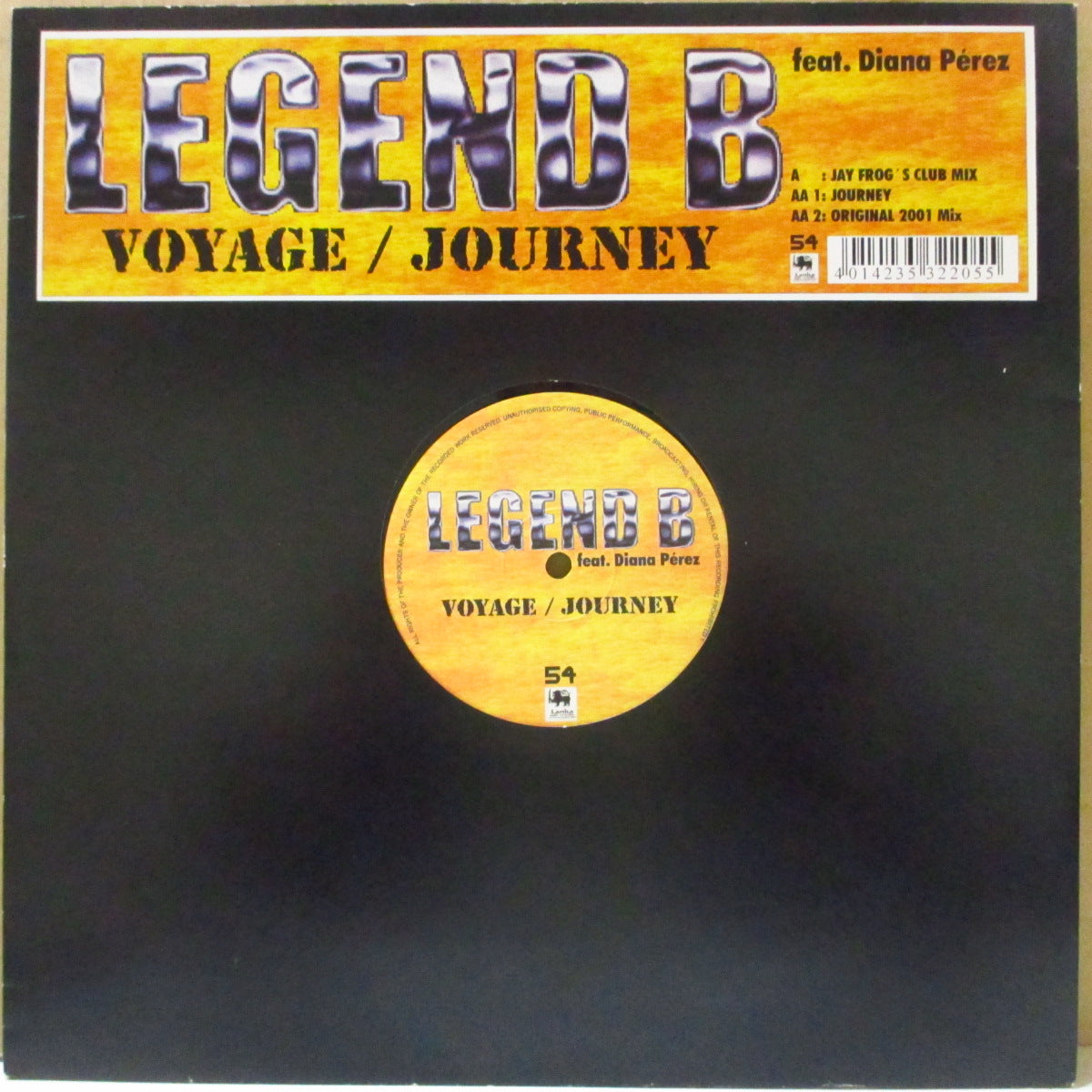 LEGEND B Feat. DIANA PEREZ (レジェンドB・フィーチャリング・ダイアナ・ペレス)  - Voyage +2 (German '01 オリジナル3曲入りB面のみ33回転 12インチ/レアステッカー付きダイカットスリーブ)