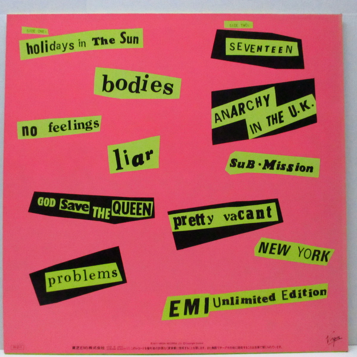SEX PISTOLS (セックス・ピストルズ)  - 勝手にしやがれ - Never Mind The Bollocks (Japan '86 再発 LP/25VB-1068) 帯欠！
